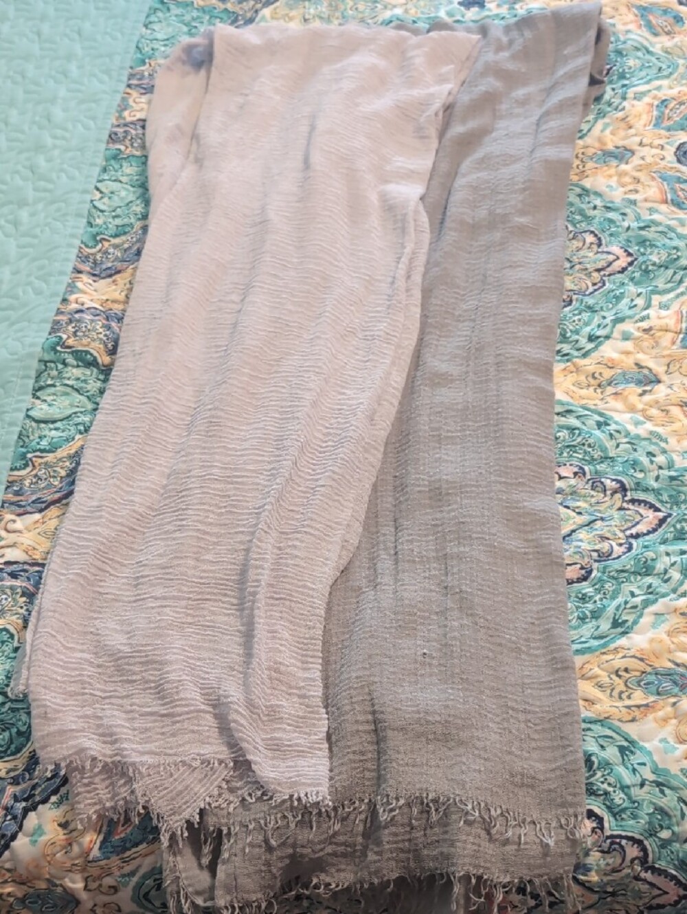 Light Gray And Gray Crinkled Cotton Scarf - Unbranded - Picture 6 of 6
